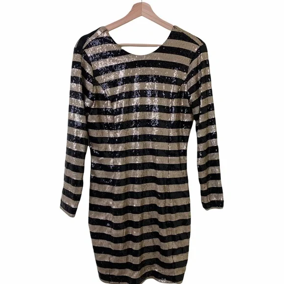 Mango Dresses Mango Black Gold Sequin Dress W Long Sleeves